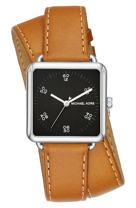 michael kors square watch leather|Michael Kors men's leather watch.